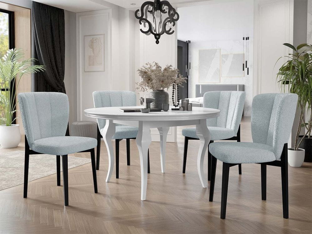 Veneti Rozkladací jedálenský stôl 120 cm so 4 stoličkami KRAM 2 - biely / čierny / modrý